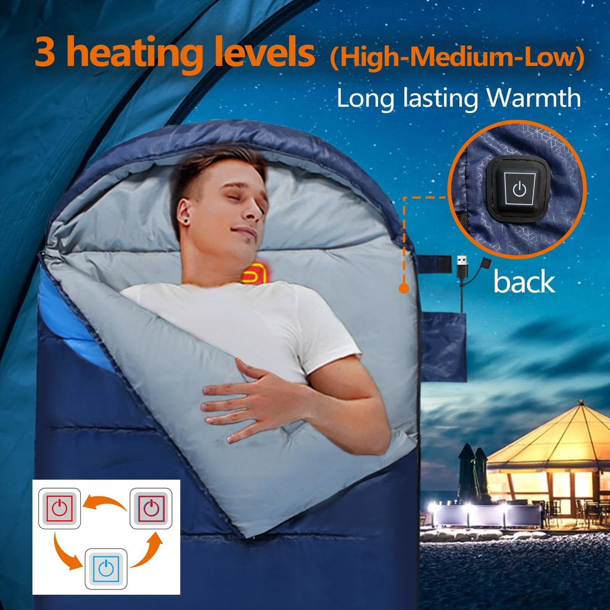 Heated Sleeping Bag Waterproof Lightweight Sleeping Bag for Camping Backpacking