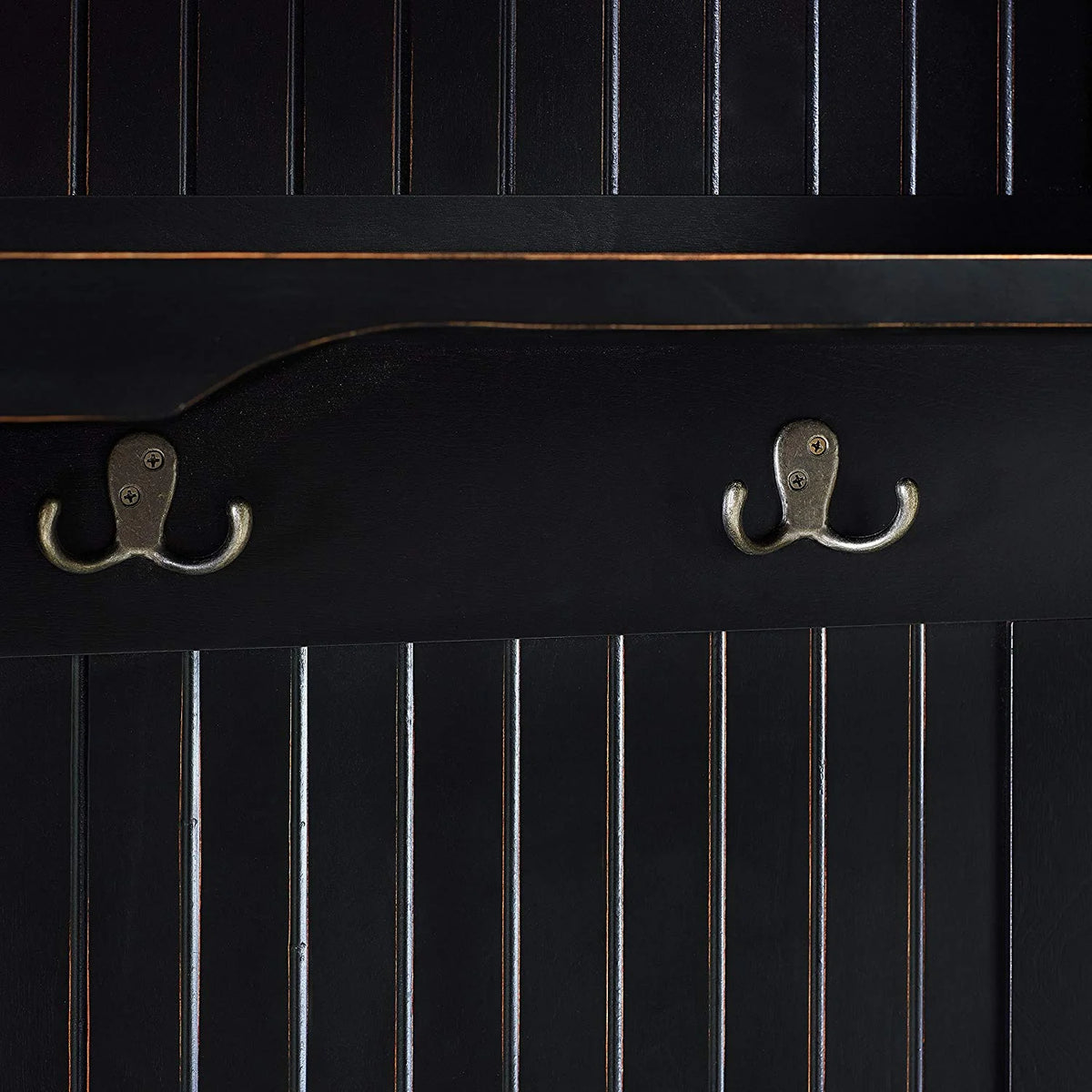 Crosley Furniture Seaside Wood Hall Tree in Distressed  Black