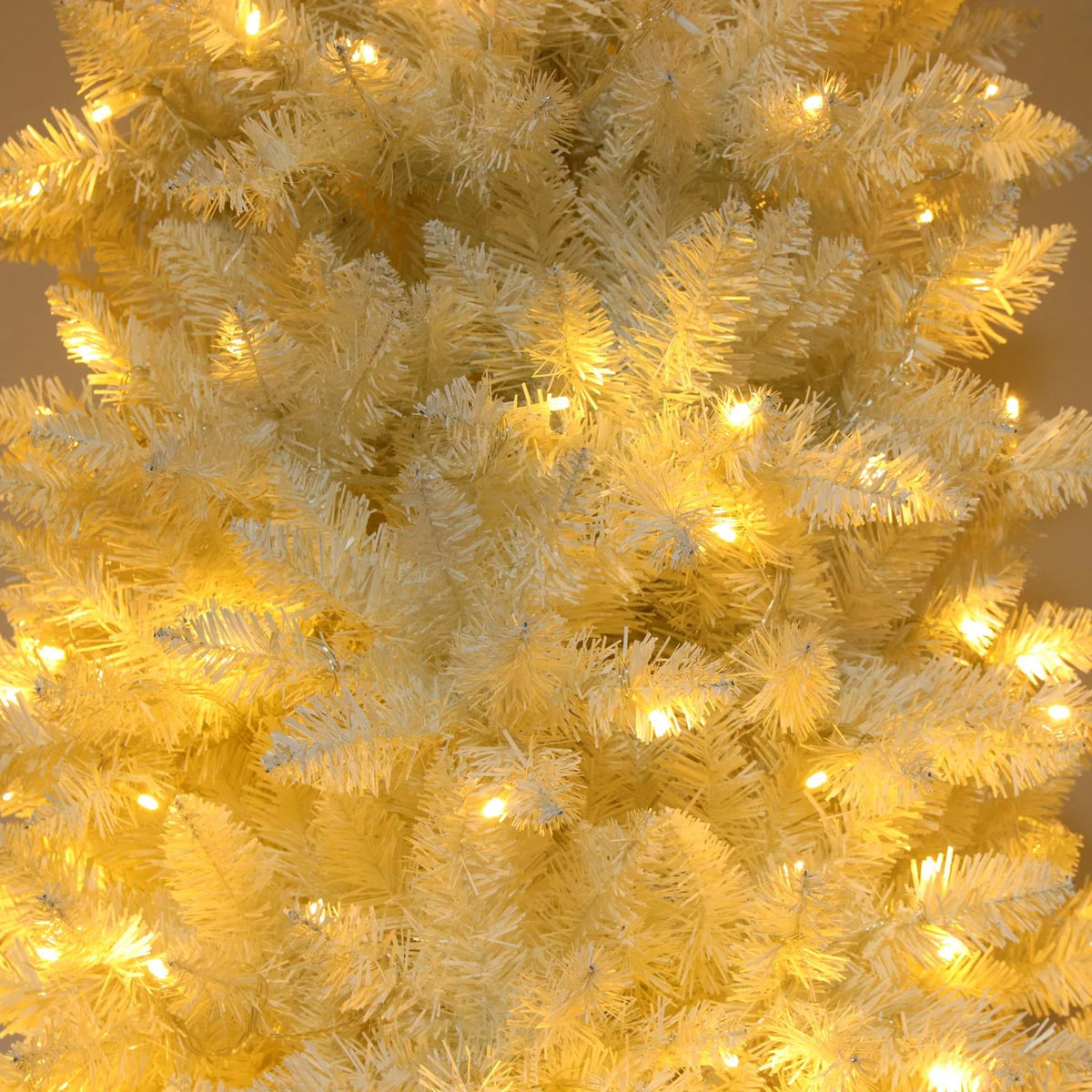 Ktaxon 6.5FT Pre-Lit Christmas Tree, Warm White Lights Pencil Xmas Tree, Slim Christmas Tree with 719 Tips, White
