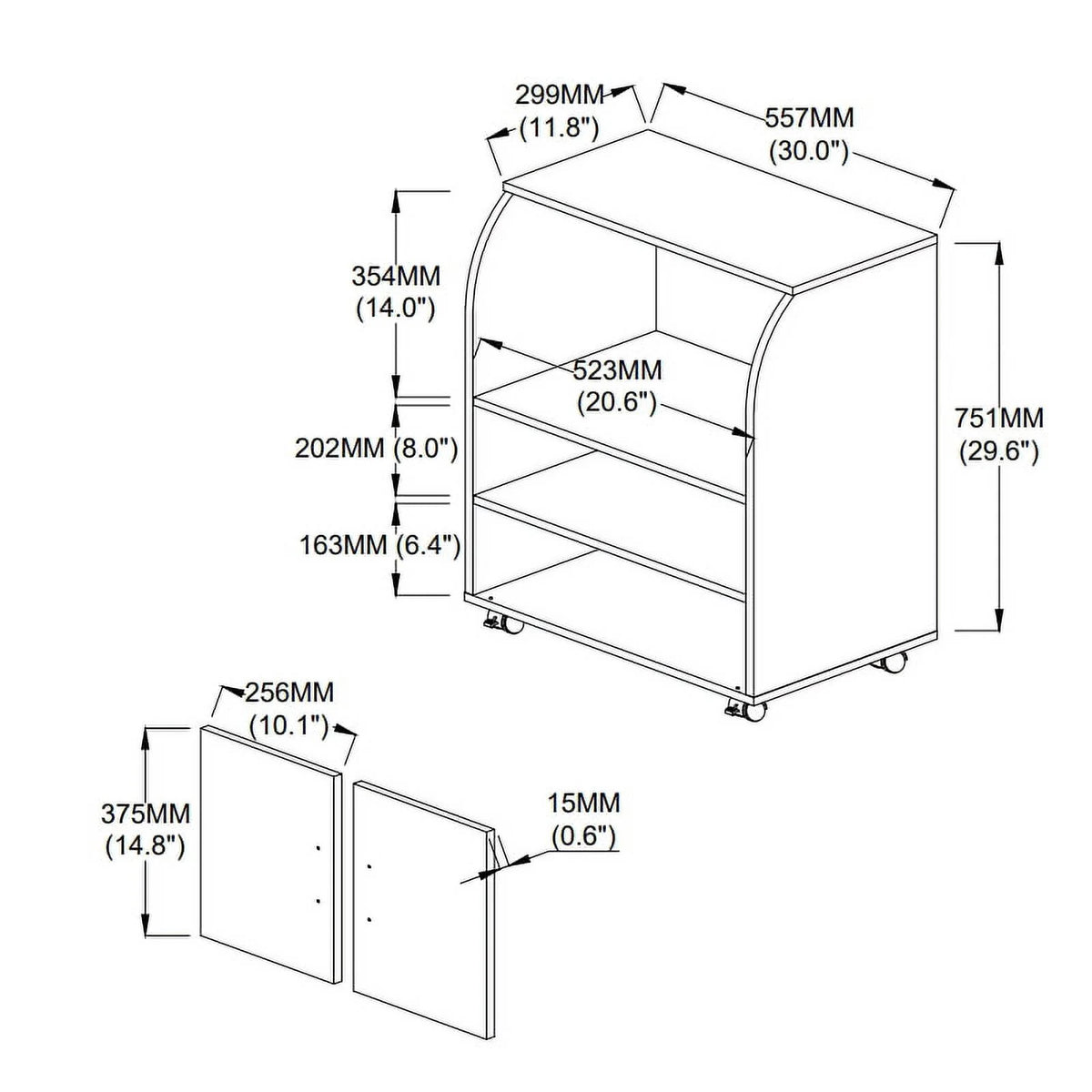 Pemberly Row Microwave Kitchen Cart in Beech
