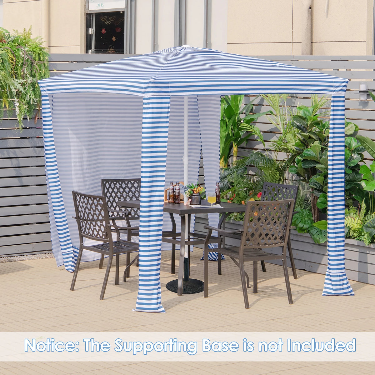 Costway 6.6' x 6.6' Foldable Beach Cabana Easy-Setup Beach Canopy W/ Carry Bag Blue