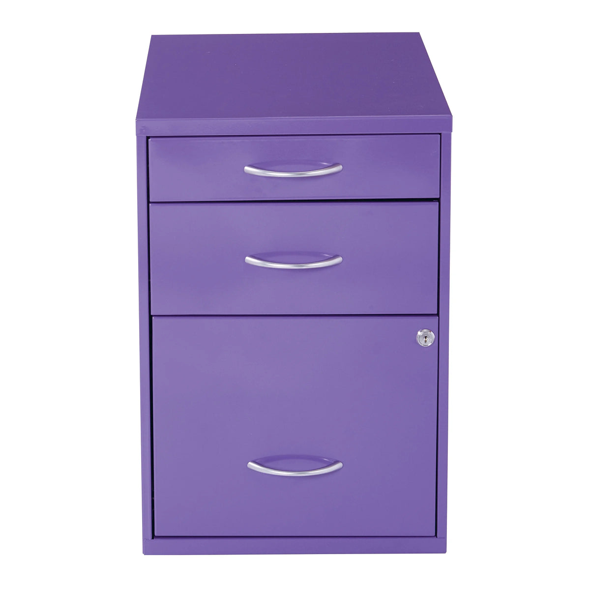 Osp Designs 3 Drawer Vertical Metal Lockable Filing Cabinet, Purple