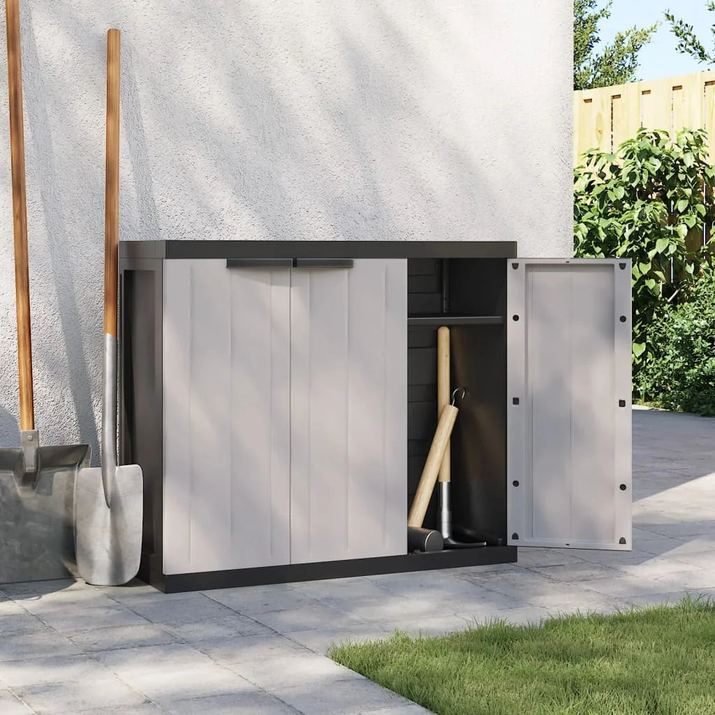 vidaXL Outdoor Storage Cabinet Black 25.6"x14.6"x33.5" PP