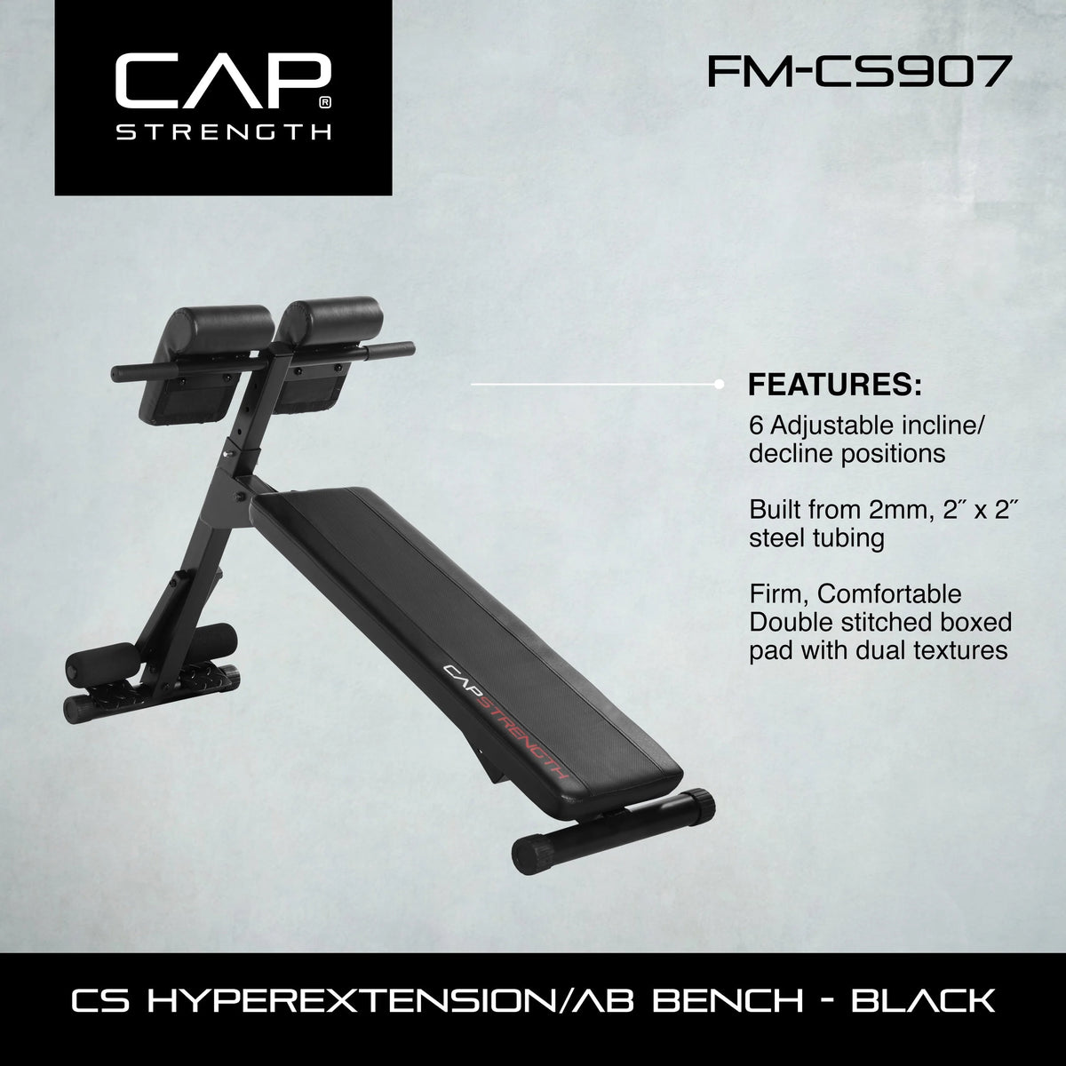 CAP Strength Hyperextension/AB Bench, Black