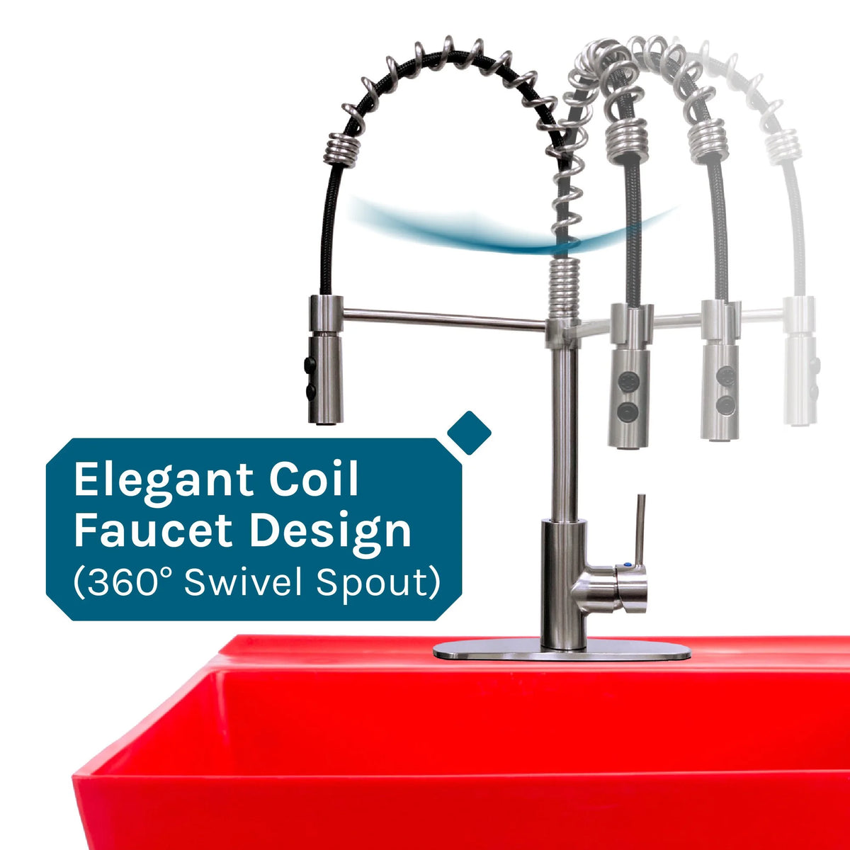 Tehila Blue 19 Gallon Utility Sink with High-Arc Stainless Finish Coil Pull-Down Faucet