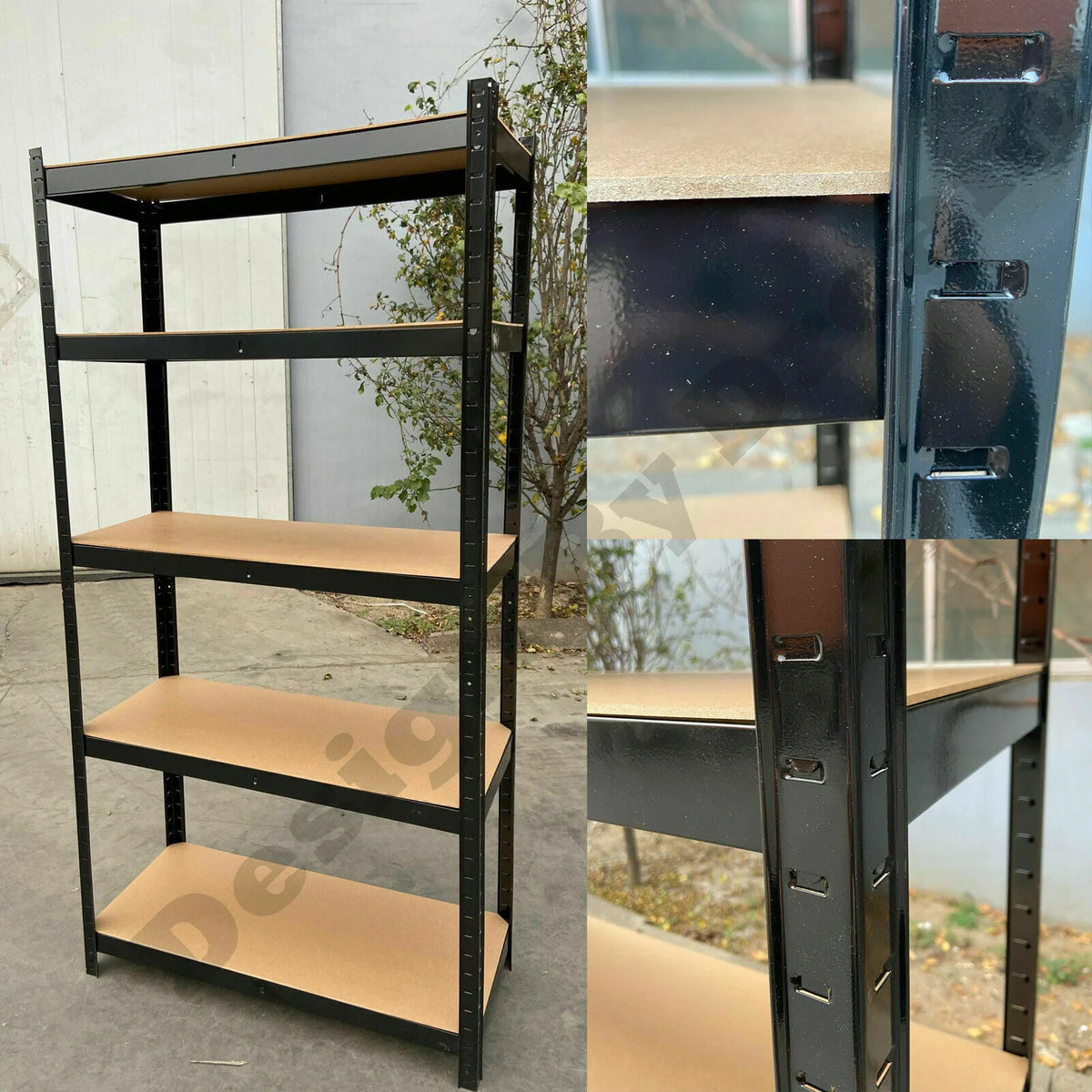Bowoshen 5-Tier Heavy Duty Metal Shelving, 59" x 28" x 12" Racking Storage Unit, Black (386LB Capacity per Shelf), 1929LB Total Capacity Garage Shed Storage Shelves Units