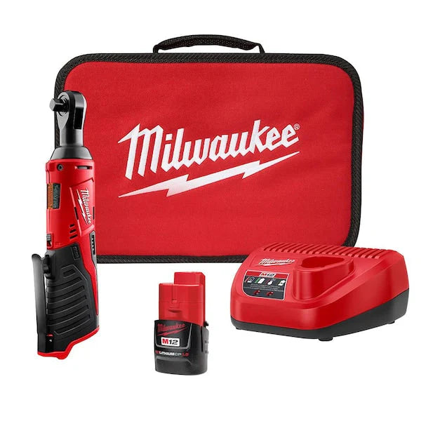 M12 12V Lithium-Ion Cordless 3/8 in. Ratchet Kit with One 1.5 Ah Battery, Charger and Tool Bag
