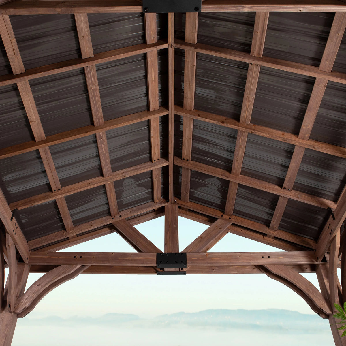 Backyard Discovery Arlington 12'x12' Cedar Wood Gazebo, Galvanized Steel Roof, PowerPort