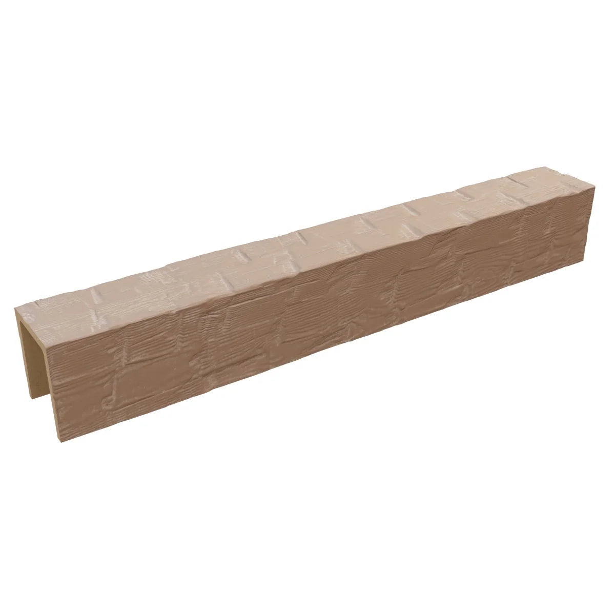Ekena Millwork 3 1/2"W x 3 1/2"H x 120"L 3-Sided (U-Beam) Reclaimed Axed Cut HeritageTimber Faux Wood Ceiling Beam, Kona Brown