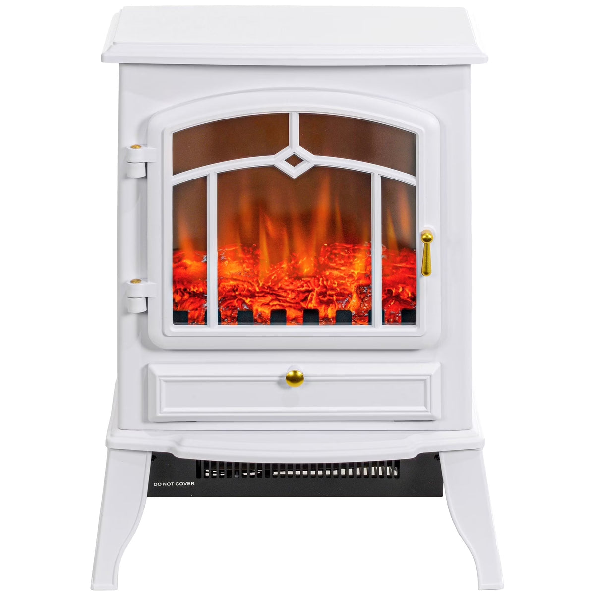 HOMCOM 22" Electric Fireplace Stove with 3-Sided Realistic Flame, Artificial Fake Faux Fireplace, Black