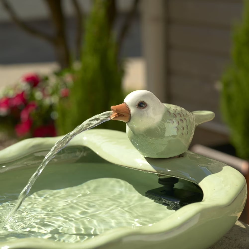 Smart Solar Black Clay Ceramic Bird Solar Fountain