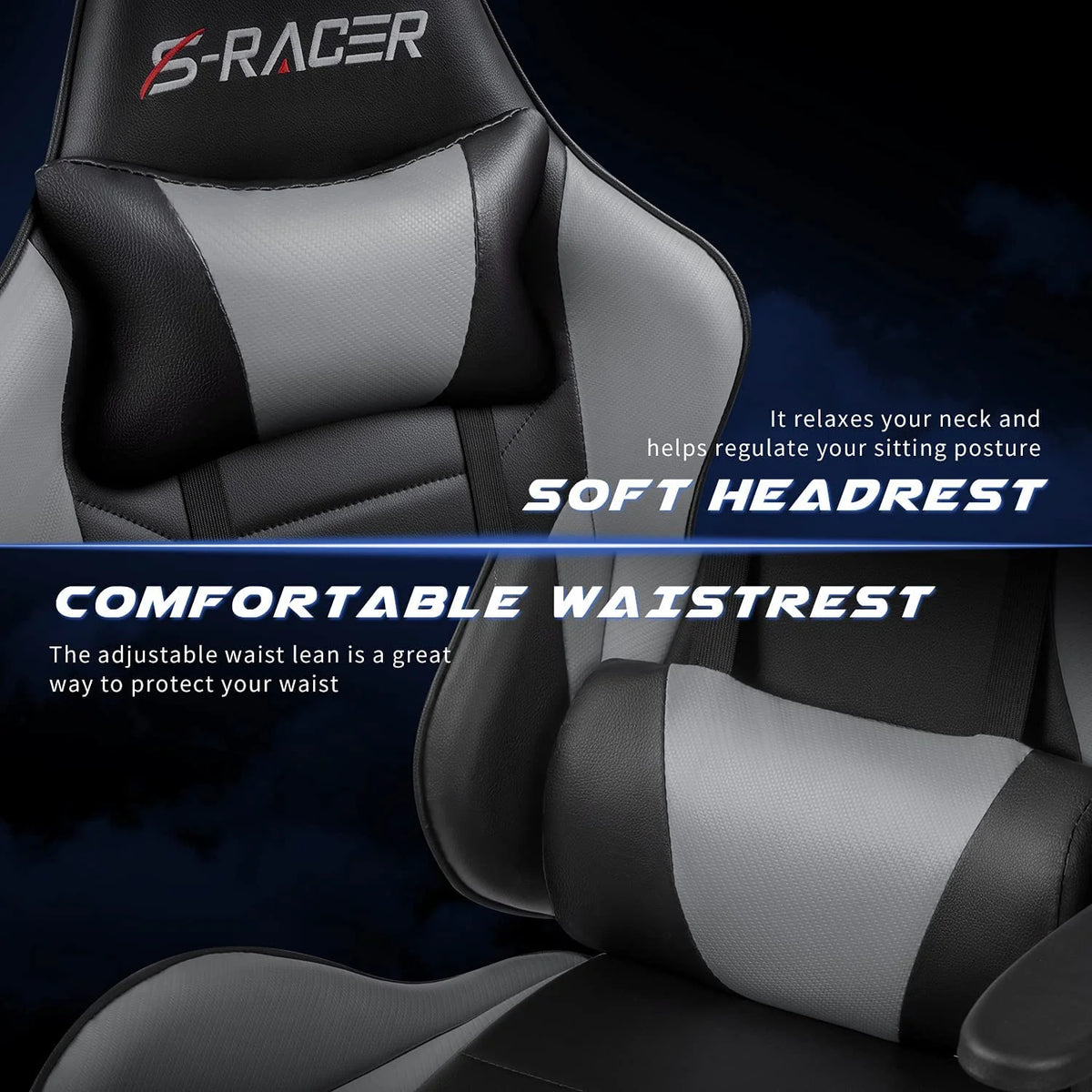 Lacoo High Back Gaming Chair Ergonomic Gaming Computer Chair,Black