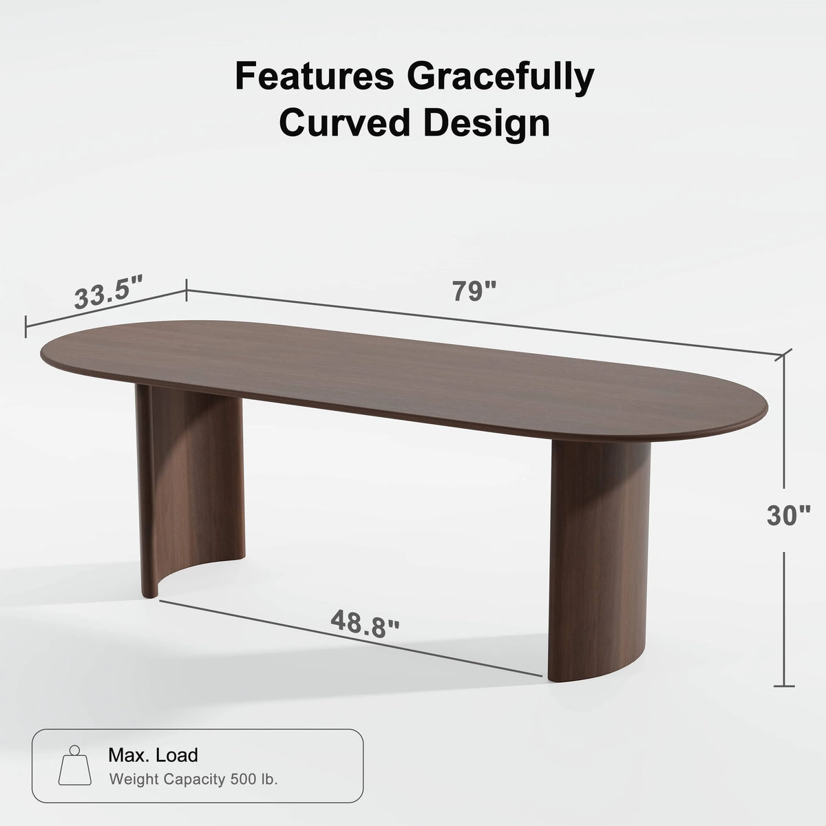 Haiden 79"x33.5" Soild Wood Dining Table Oval Kitchen Table, Black