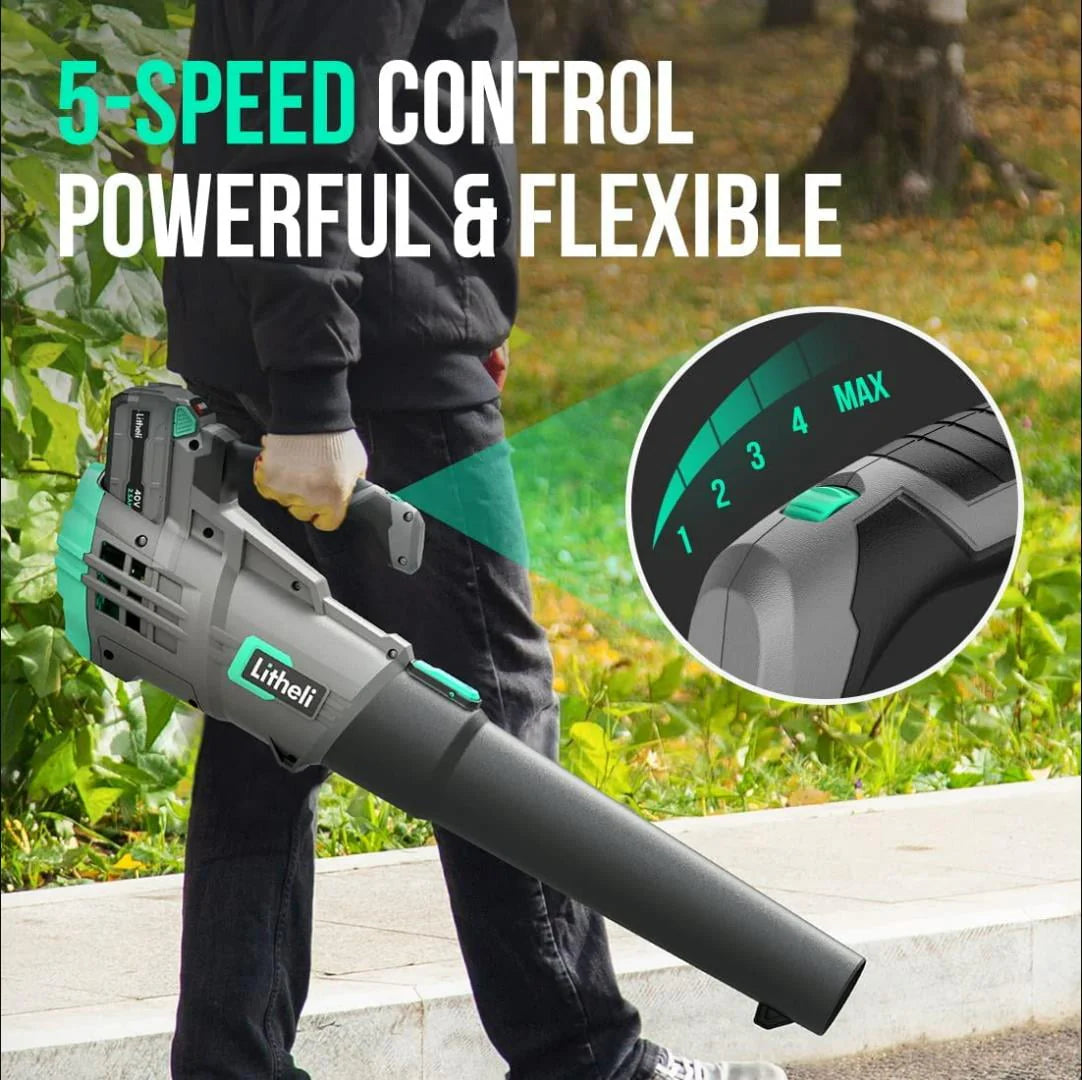 Litheli 40V Cordless Leaf Blower with Variable Speed Control Max 85MPH 350CFM Axial Blower with 2.0Ah Battery & Charger