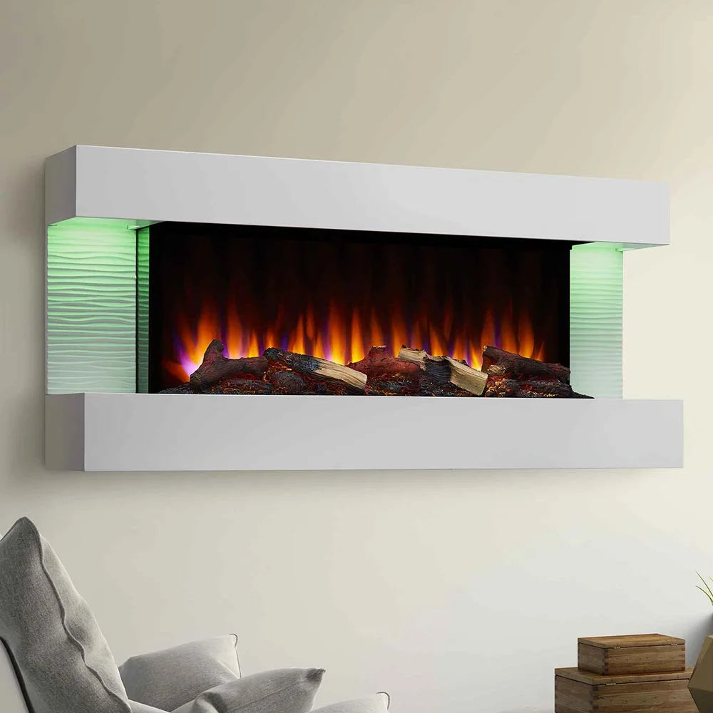 SimpliFire Format 10"D x 60"W x 23"H Floating Mantel Electric Fireplace - White