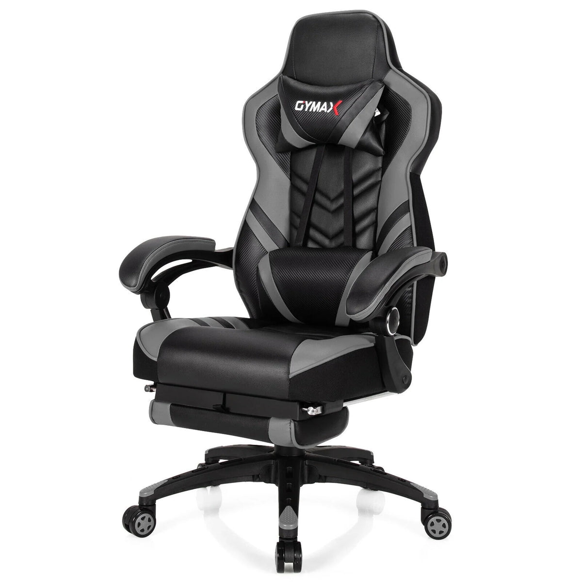 Gymax Office Computer Desk Chair Gaming Chair Adjustable Swivel w/Footrest Red