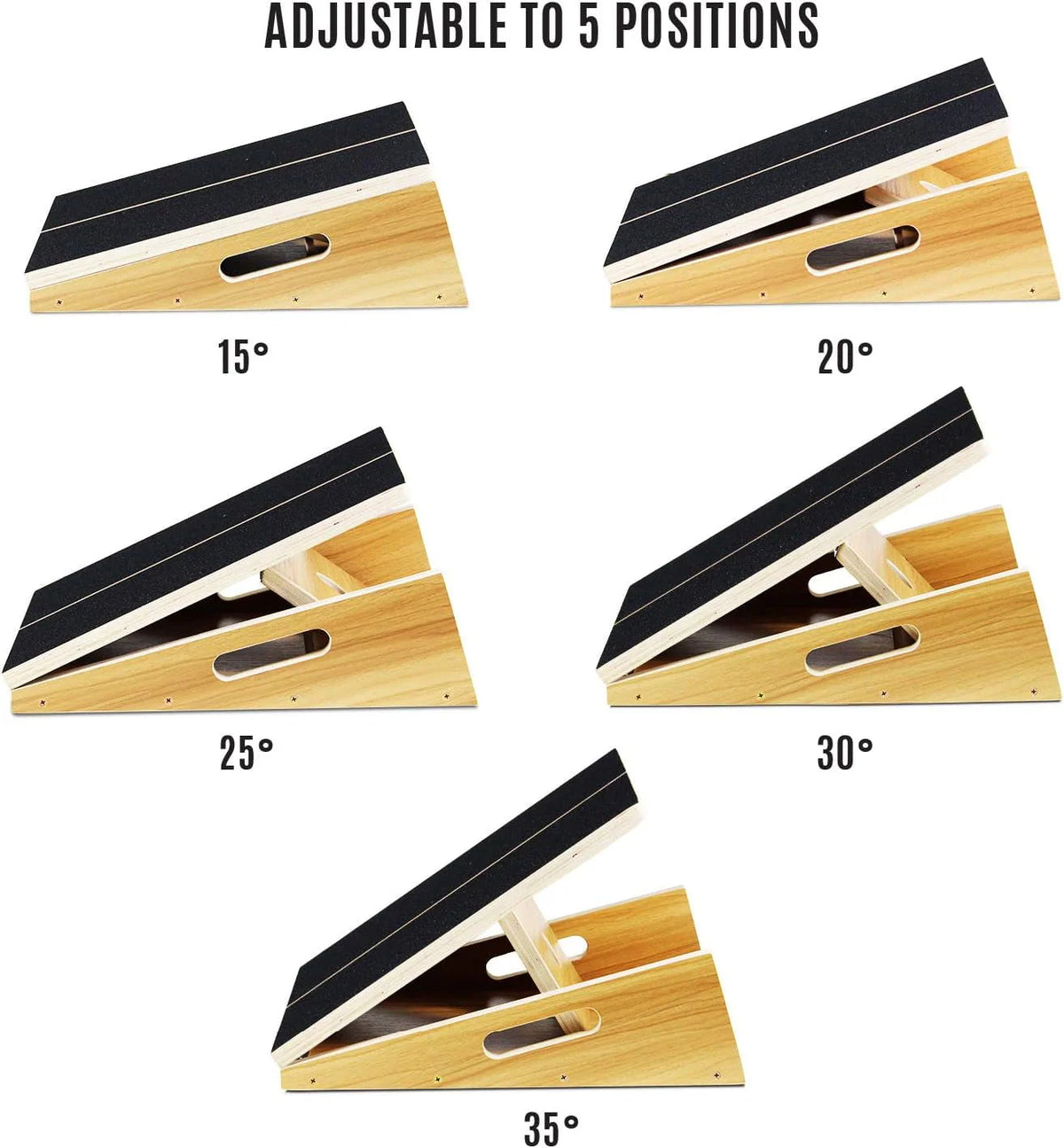 Yes4All Professional Wooden Slant Board, Adjustable Incline Board with Anti-Slip Surface for Calf Stretching - Extra Side-Handle Design for Portability (Full Coverage)