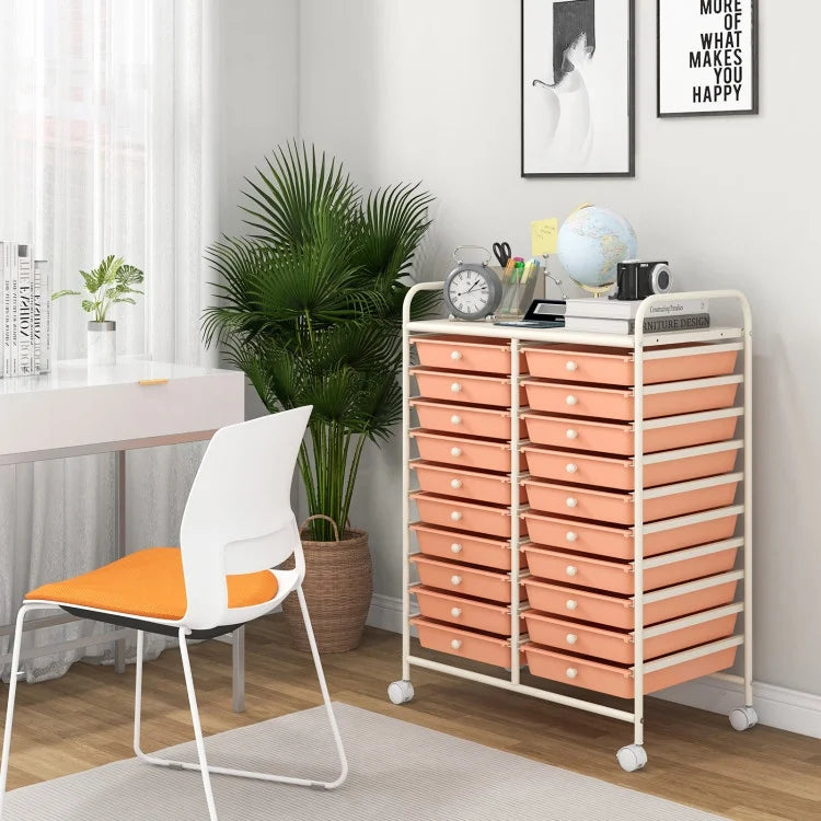 20 Drawers Rolling Storage Cart Studio Organizer