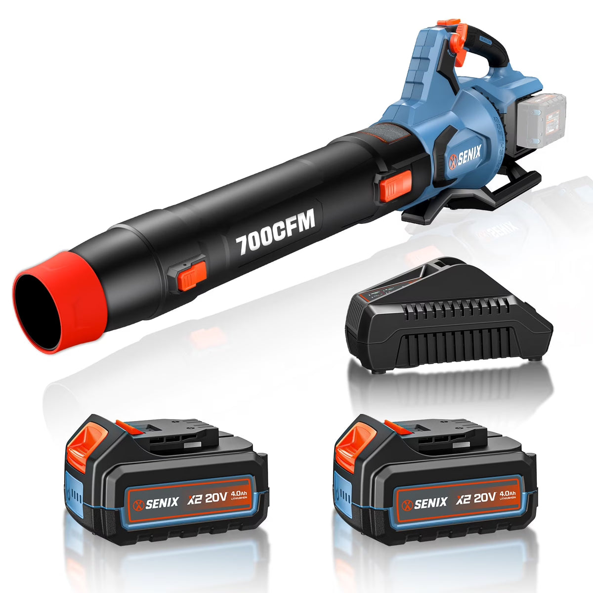 SENIX X6 60V Max* Brushless Cordless Leaf Blower with 4.0 Ah Battery and Charger, Variable Speed Up to 810CFM 170MPH, BLAX6-M1
