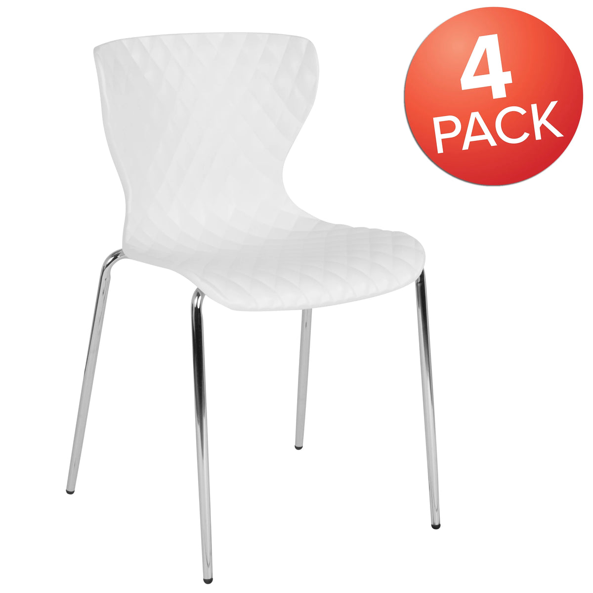 Flash Furniture 4 Pack Lowell Contemporary Design Orange Plastic Stack Chair
