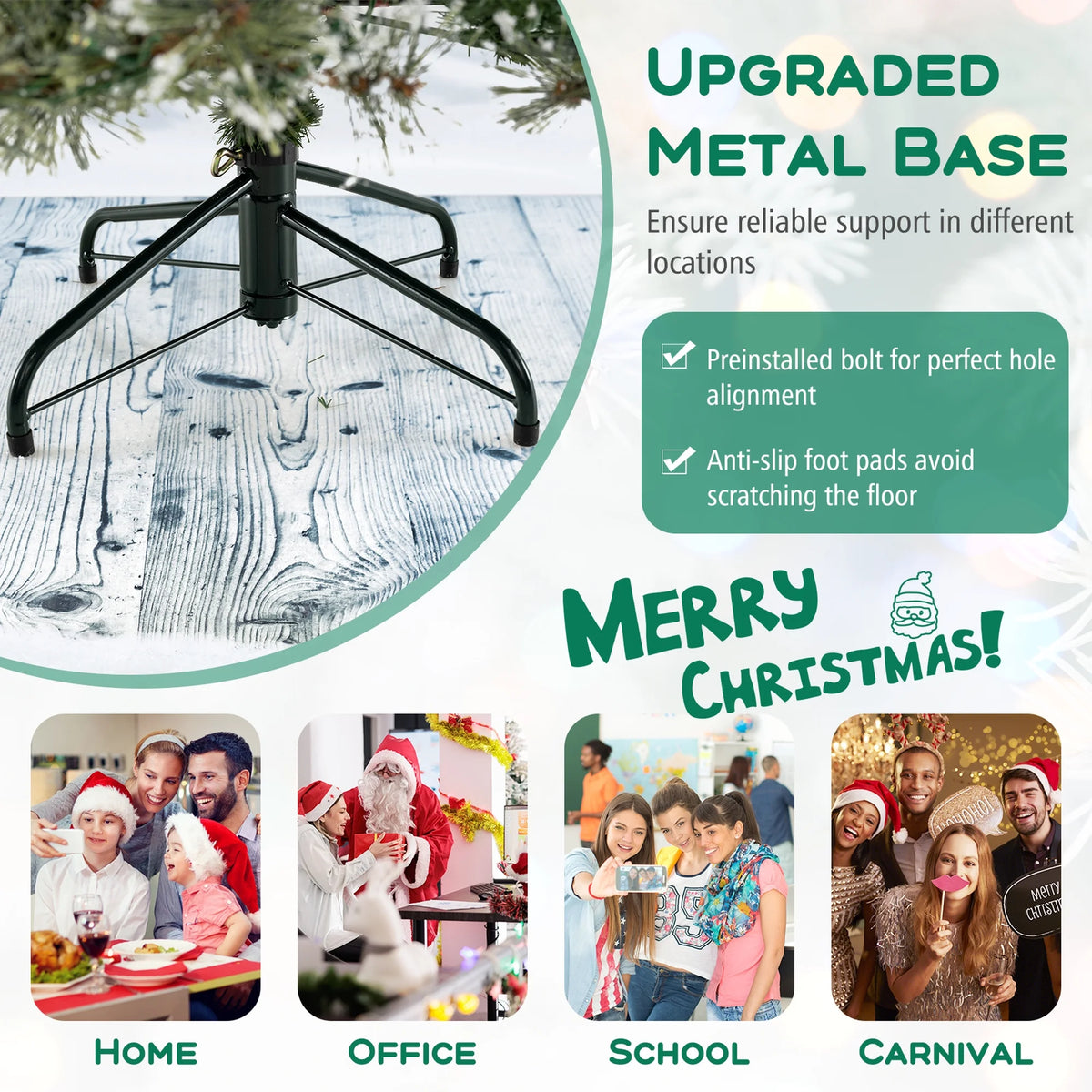 Costway 9 FT Artificial Christmas Tree with  360?�� Quick Power Connector 1714 Pine Needles