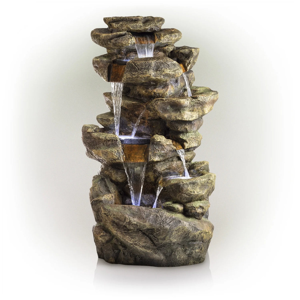 Alpine Corporation 6-Tier Amazonian Water Fountain with LED Lights