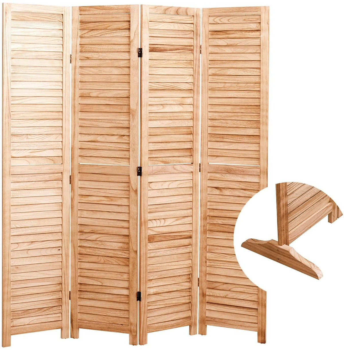Privacy Screen 82.8'' W x 65'' H 6 - Panel Solid Wood Folding Room Divider, Natural,Outdoor Privacy Screen