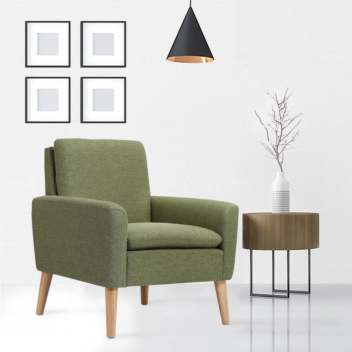 Dazone Modern Accent Fabric Chair Single Sofa Comfy Upholstered Arm Chair Living Room Yellow