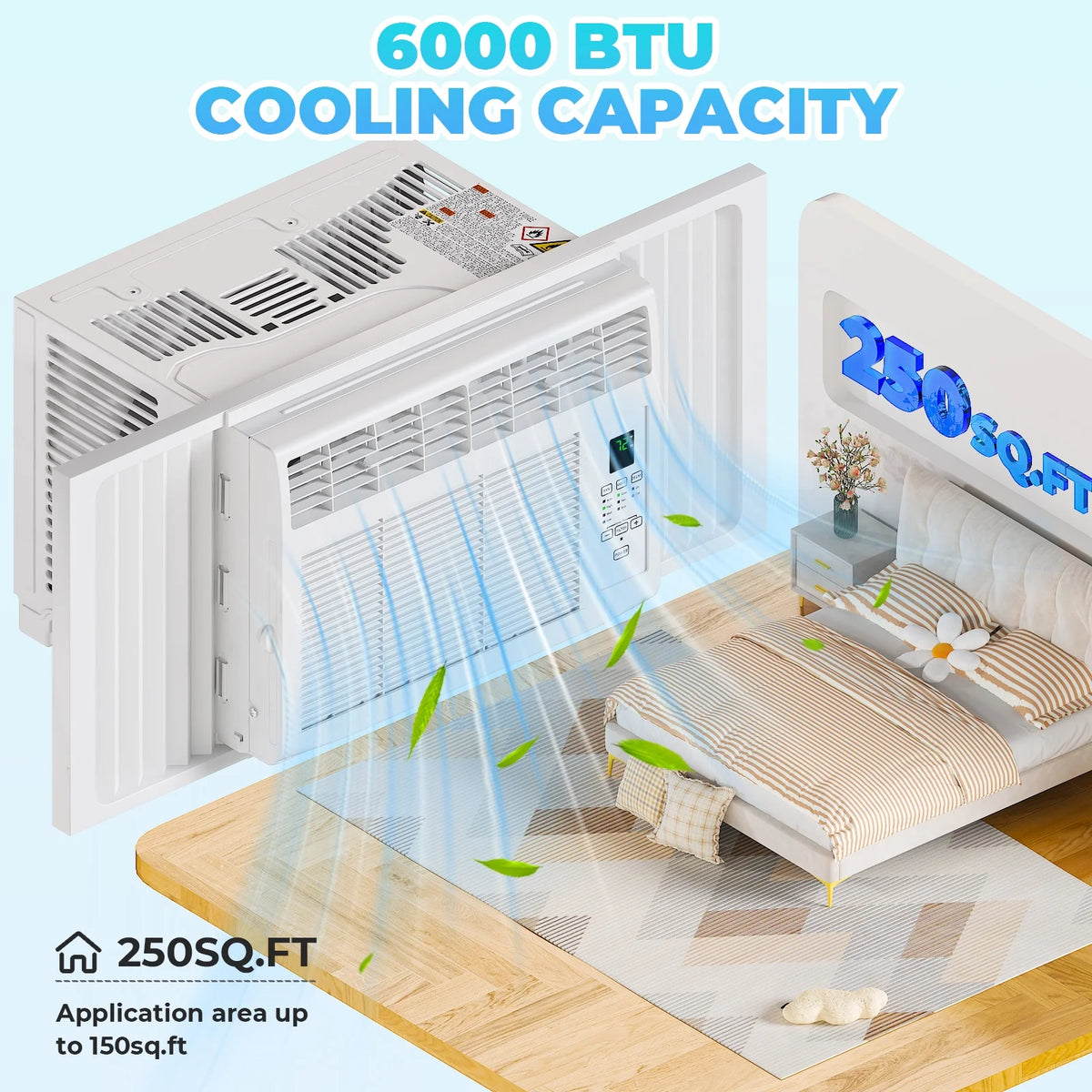 Zimtown 6000BTU Window Air Conditioner With Remote Control, White