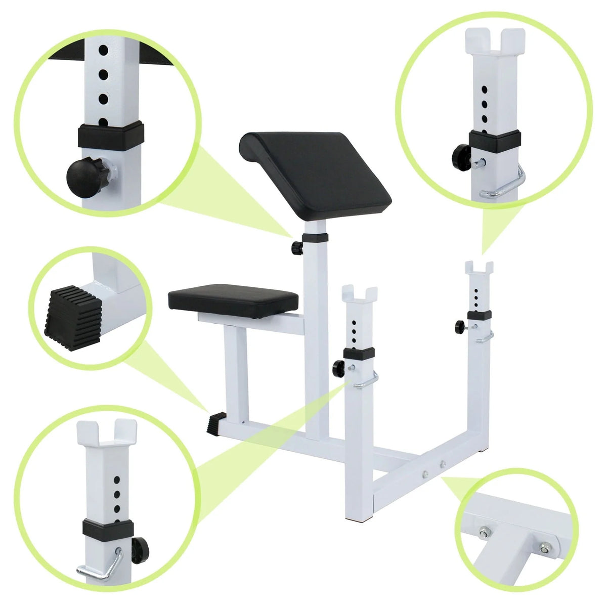 ZENY Arm Curl Weight Bench Adjustable Commercial Preacher Seated Dumbbell