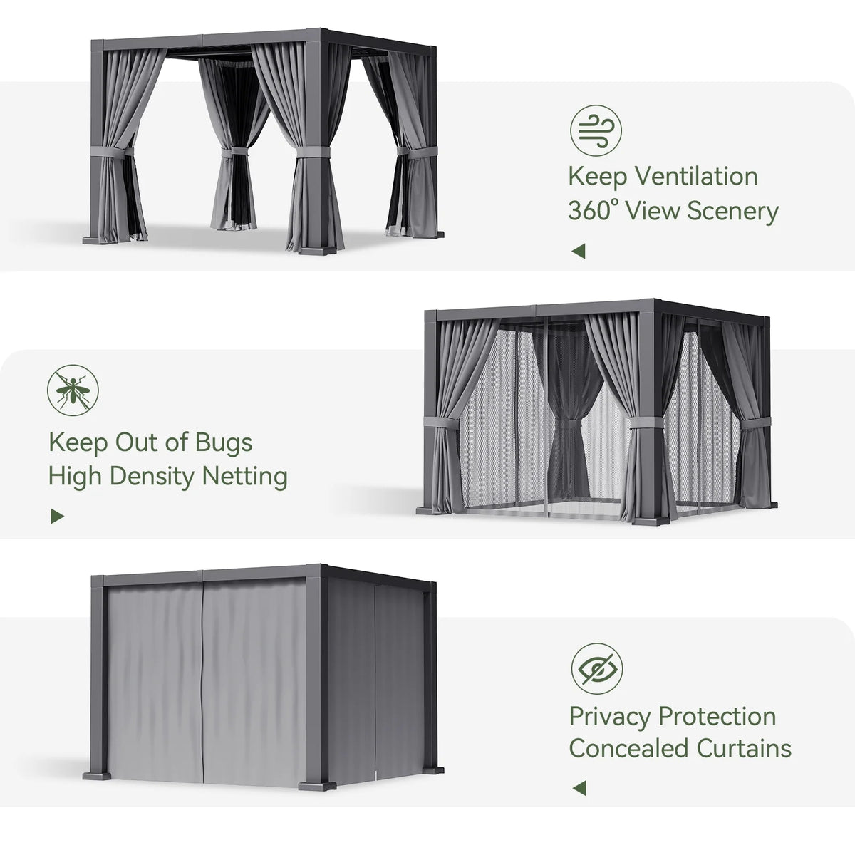 Aoxun 20' x 12' Louvered Pergola, Outdoor Aluminum Pergola with Adjustable Top for Decks, Gardens and Backyards, Gray