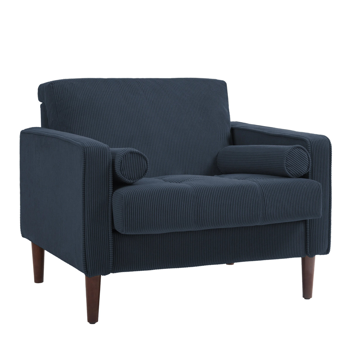 UIXE Corduroy Accent Chair Modern Upholstered Arm Chairs Comfy Reading Armchair with Pillow Armrest Tufted Living Room Single Sofa Lounge Seat, Yellow