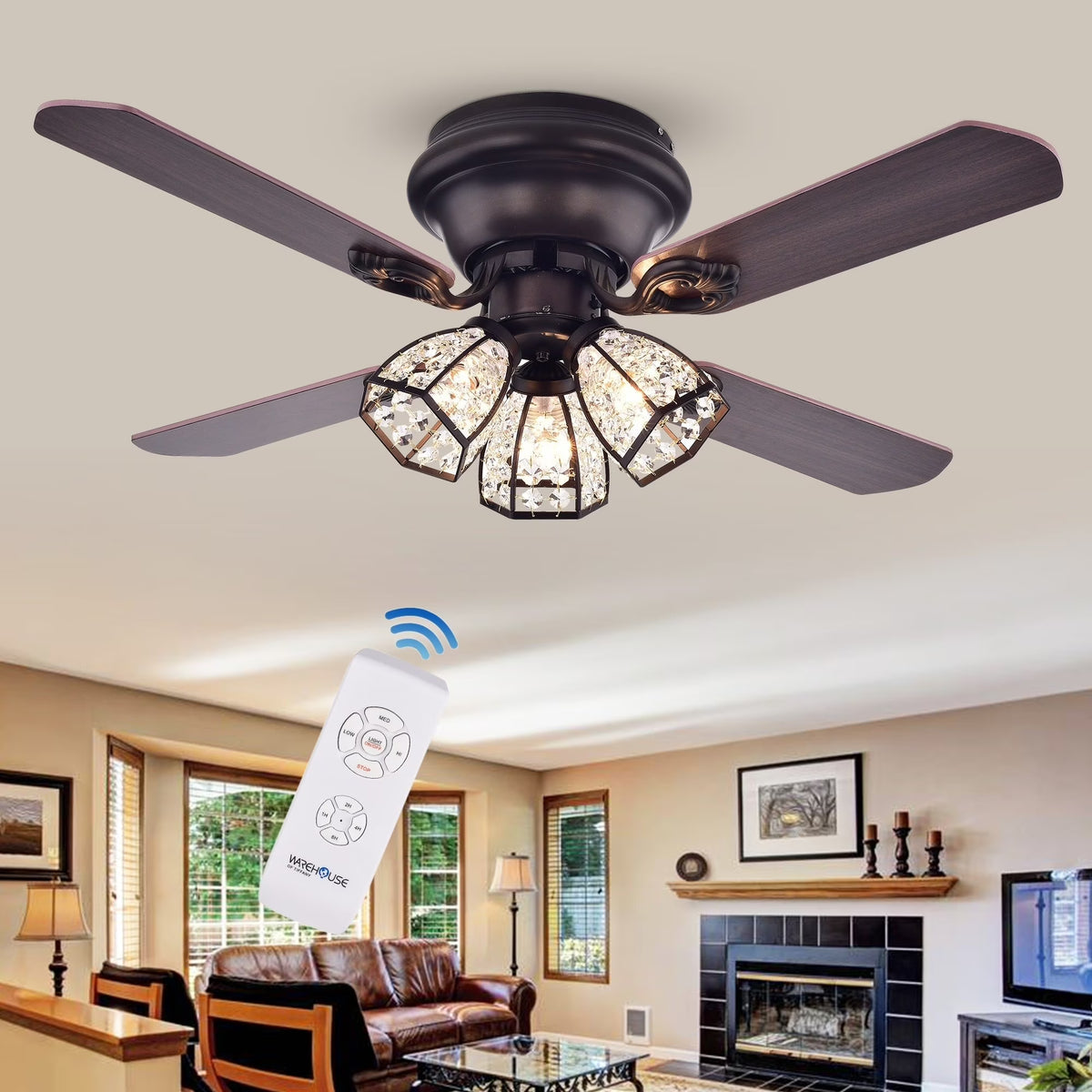 Tarudor 52 inches Indoor Bronze Finish Remote Controlled Ceiling Fan