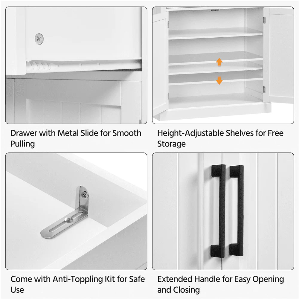 Topeakmart 72.5" H Kitchen Pantry Cabinet with Doors and Adjustable Shelves, White