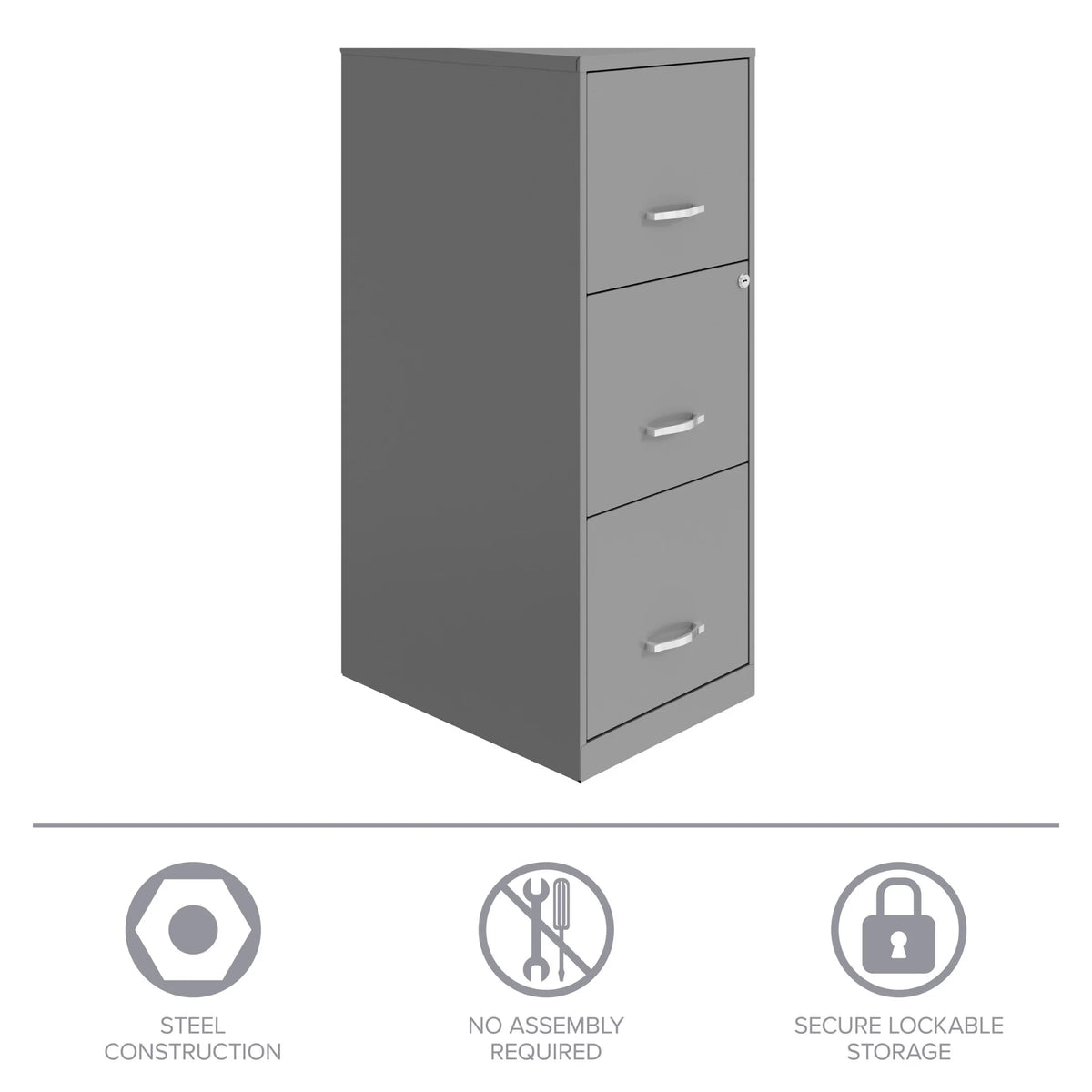 Space Solutions 18" Deep 3 Drawer Smart Letter Width Vertical File Cabinet, Navy