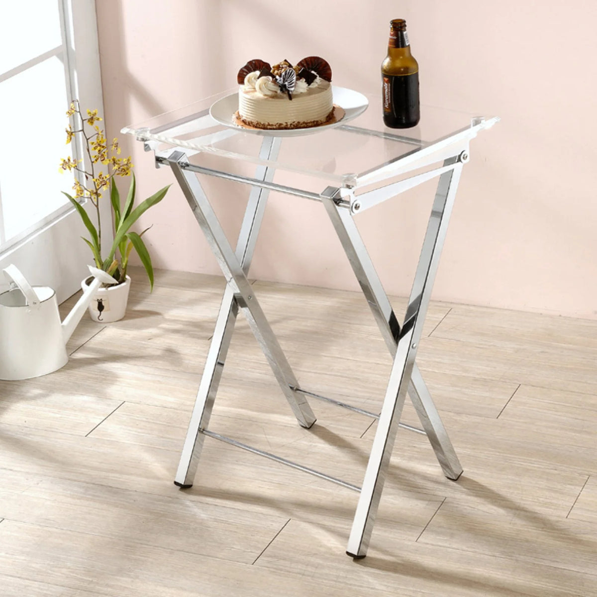 Millennial Collection - Mari Folding Tray Table in Gold, Set of 2