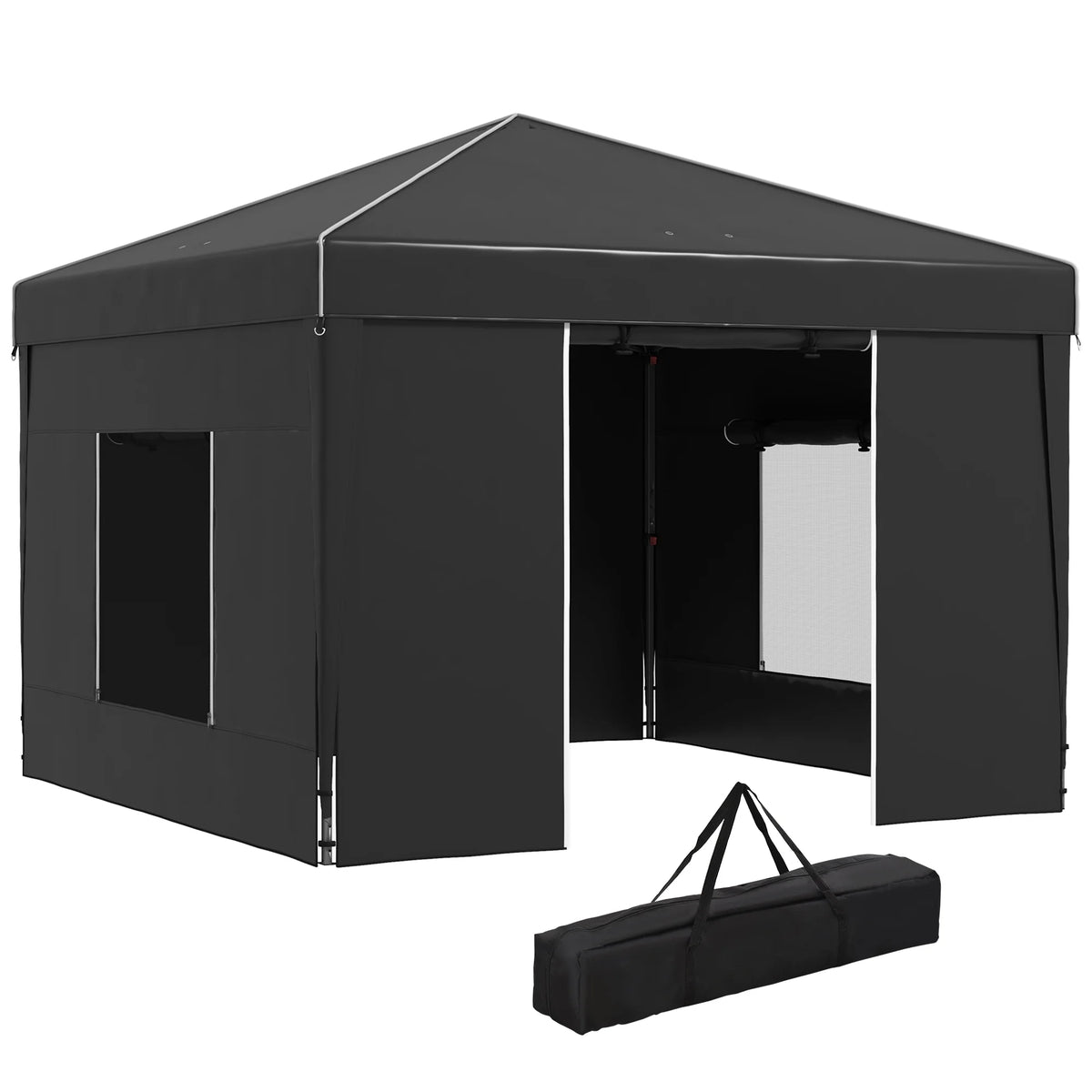 Outsunny 116.25 x 116.25 in Black Pop up Outdoor Canopies, Adjustable Height