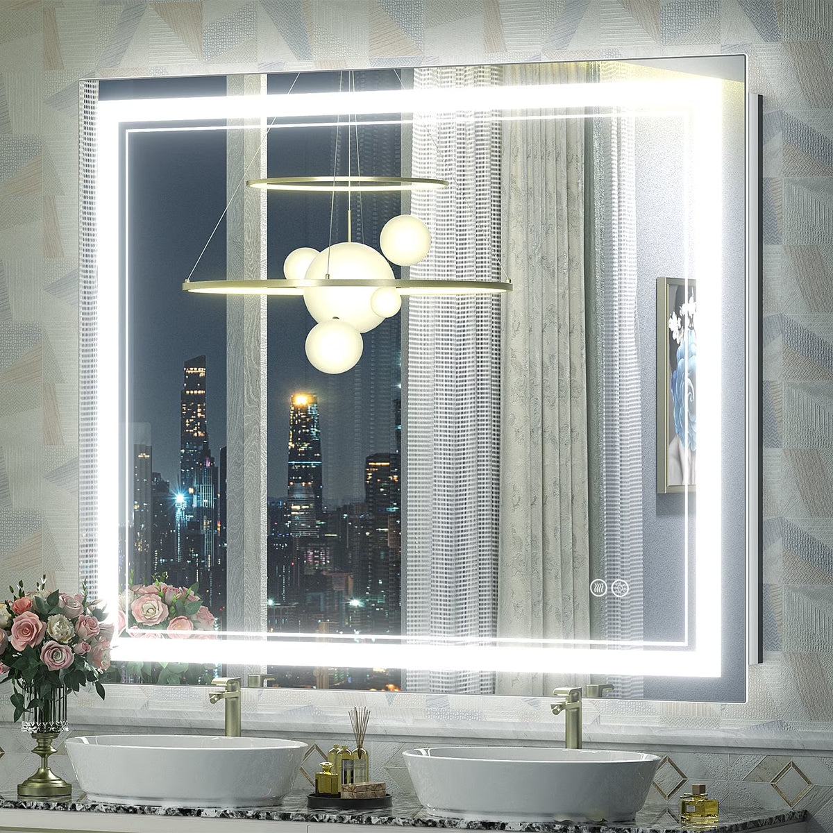 Frameless Frontlit LED Anti-fog Bathroom Vanity Mirror 96x36 inch