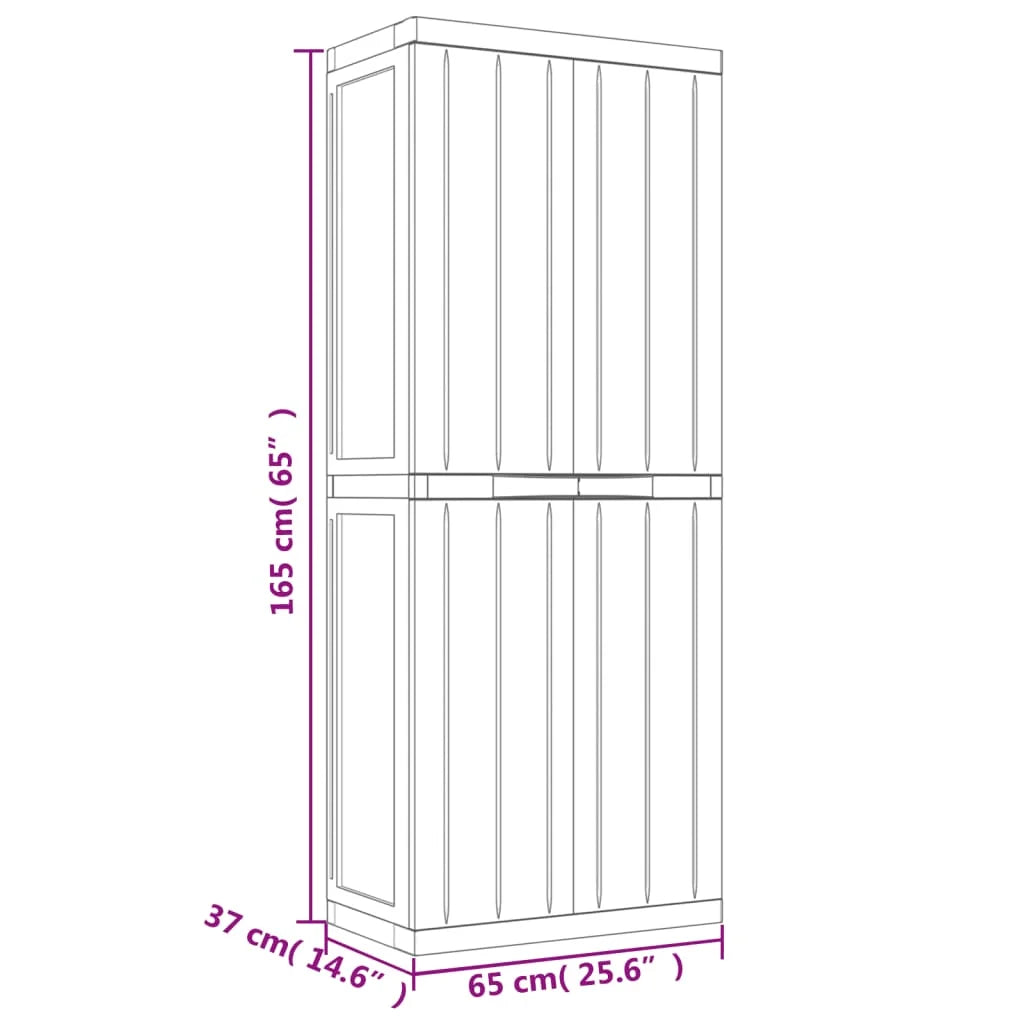 vidaXL Outdoor Storage Cabinet Black 25.6"x14.6"x33.5" PP