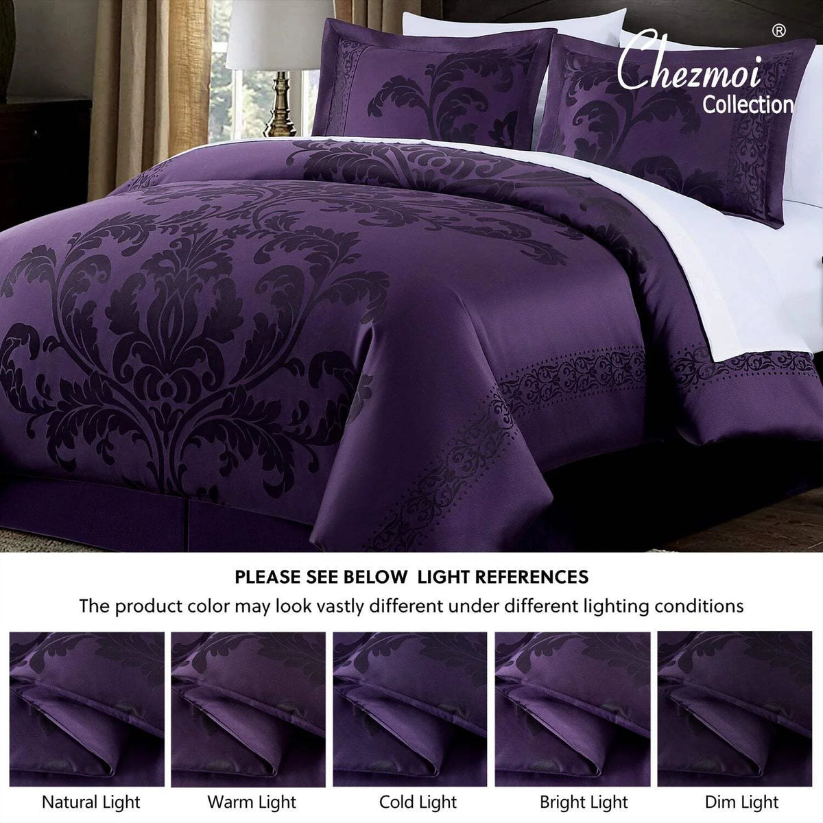 Chezmoi Collection Valor 7-Piece Bed in a Bag California King, Black/Gold Luxury Jacquard Floral Comforter with Sheets Set for All Season
