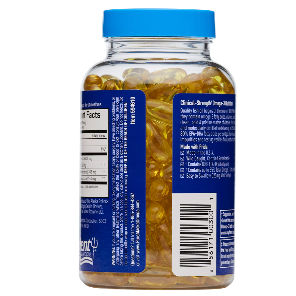 Pure Alaska Omega-3 Clinical Strength 500 mg EPA & DHA, 180 Mini Softgels