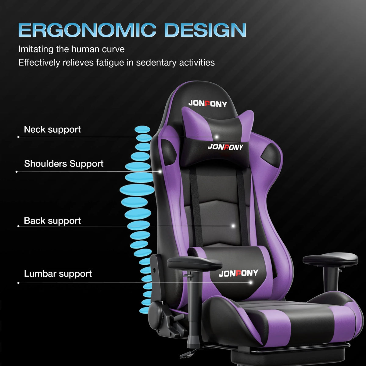 JONPONY Big and Tall 500LBS Gaming Chair, Ergonomic Design, Gamer Chair PU Leather with Footrest and Lumbar Support, High Back Office Chair Support 8 Hours Long Sitting,Red Computer Chair,Red
