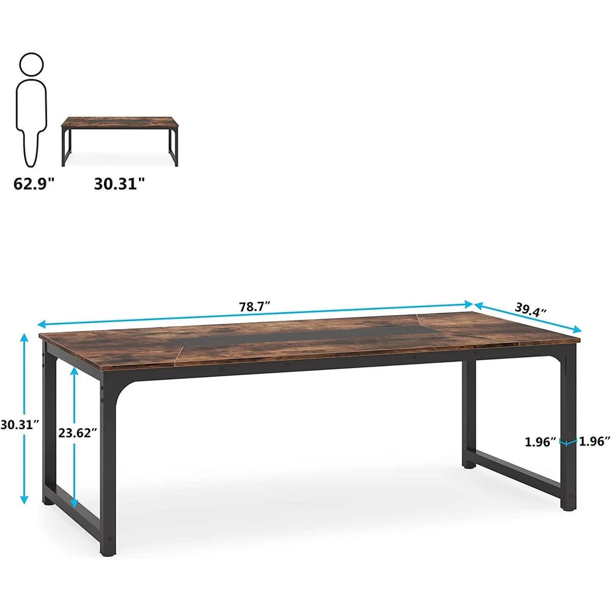 Large Simple Computer Desk Office Computer Table Writing Table for Home Office 63" L x 31.5" W x 29.5" H - Off White