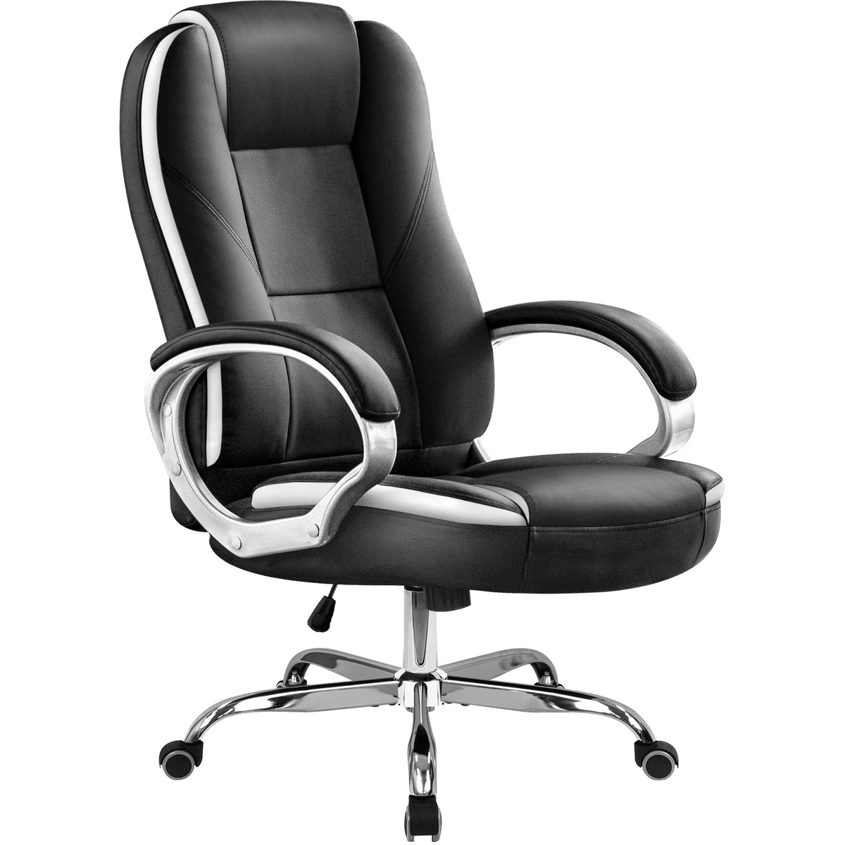NEO CHAIR Home Office Chair, Heavy Duty Leather Office Chair, Ergonomic High Back Cushion Lumbar Back Support, Computer Desk Executive Chair for Work, 8 Hours Comfort, Jet Black