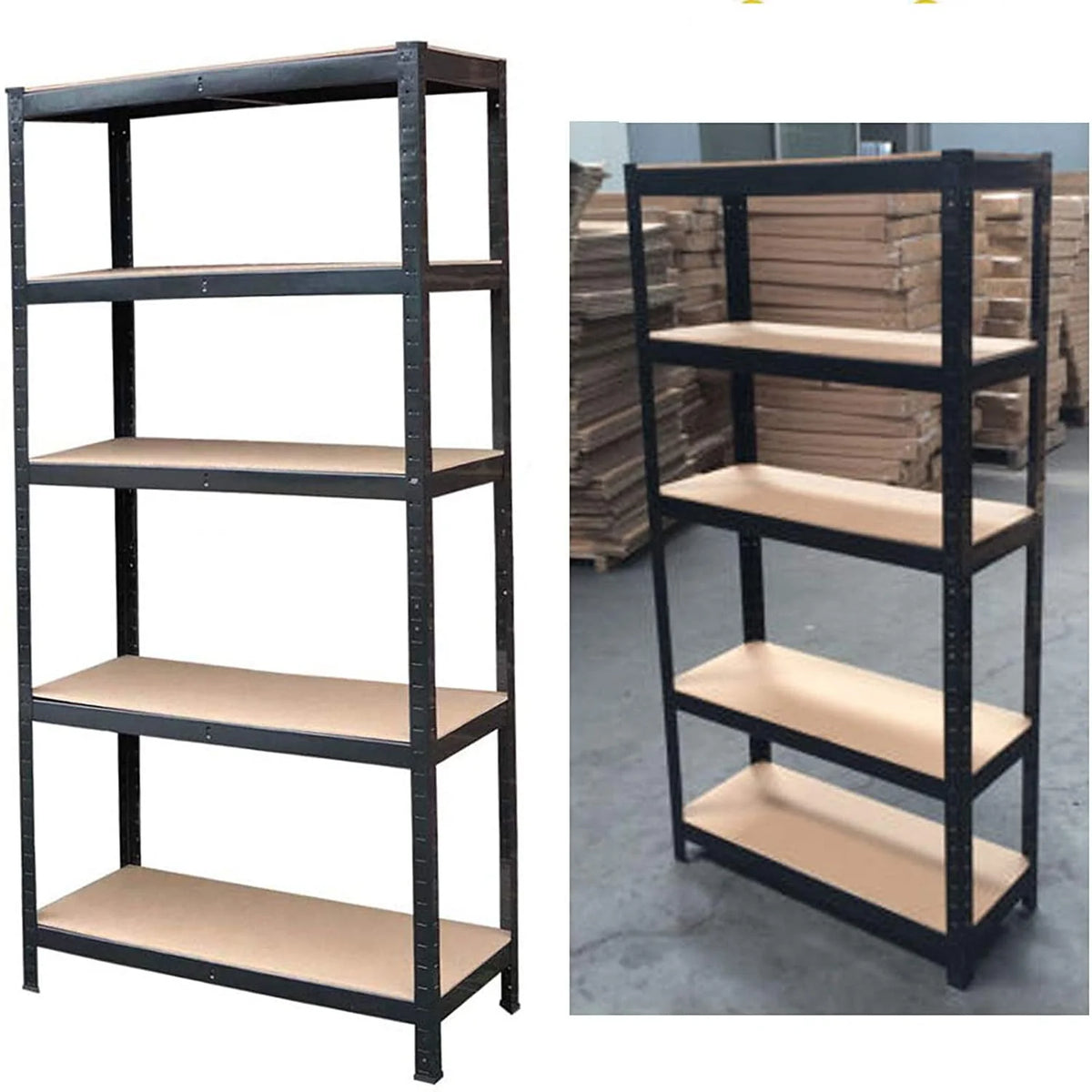 Bowoshen 5-Tier Heavy Duty Metal Shelving, 59" x 28" x 12" Racking Storage Unit, Black (386LB Capacity per Shelf), 1929LB Total Capacity Garage Shed Storage Shelves Units