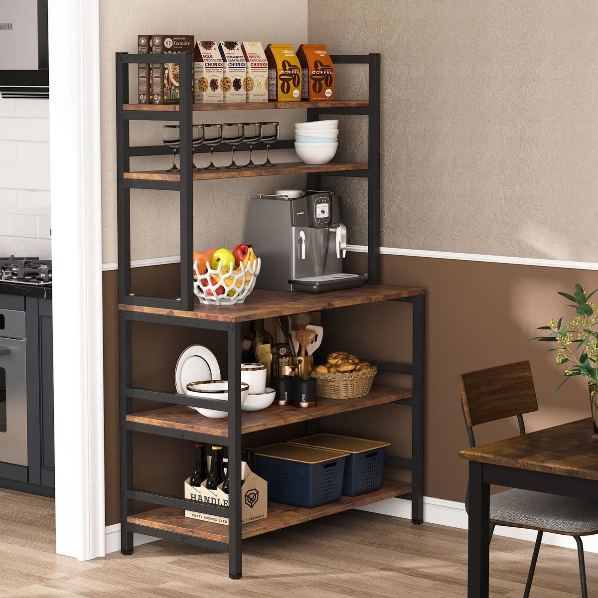 Tribesigns 5-Tier Kitchen Baker's Rack, Microwave Stand Utility Storage Shelf with Hutch