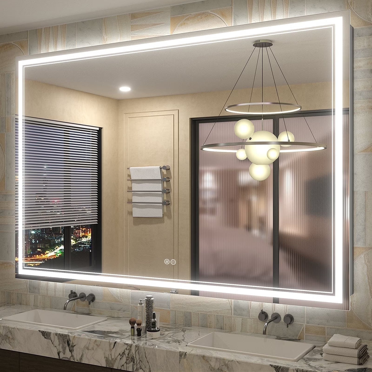 Frameless Frontlit LED Anti-fog Bathroom Vanity Mirror 96x36 inch