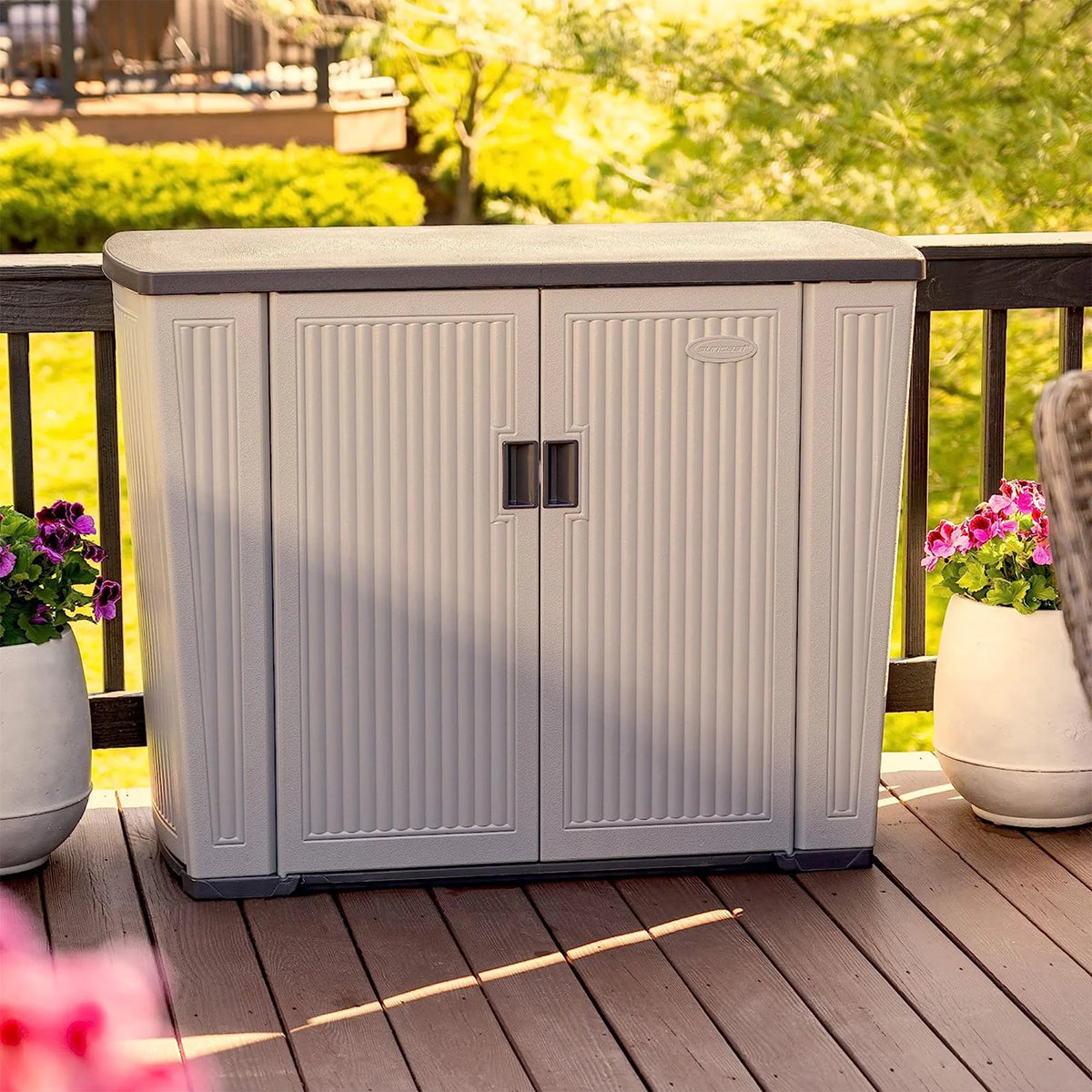 Suncast Backyard Oasis 130 Gallon Outdoor Storage Basic Unit, Dove Gray