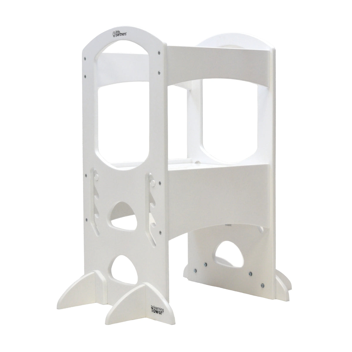 Little Partners Learning Tower Adjustable Height Kitchen Step Stool, Toddler Tower, Encourages Learning, Independence, and Engagement, Safety Climbing Tower for Kitchen Counter - Soft White