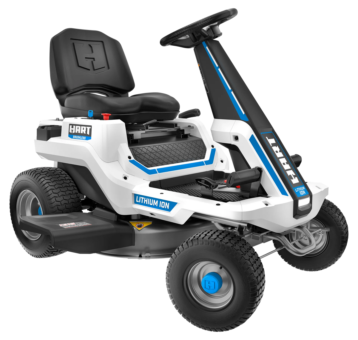 HART 80-Volt 30-inch Deck Lithium-Ion Riding Lawn Mower Kit, (1) Super Charger